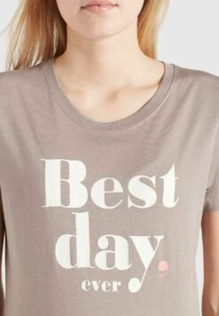 Khujo FRANCESCA BEST - T-shirt Z Nadrukiem - Graubraun -Khujo 18429cc8a91d43e4a54335c0e0de13b1