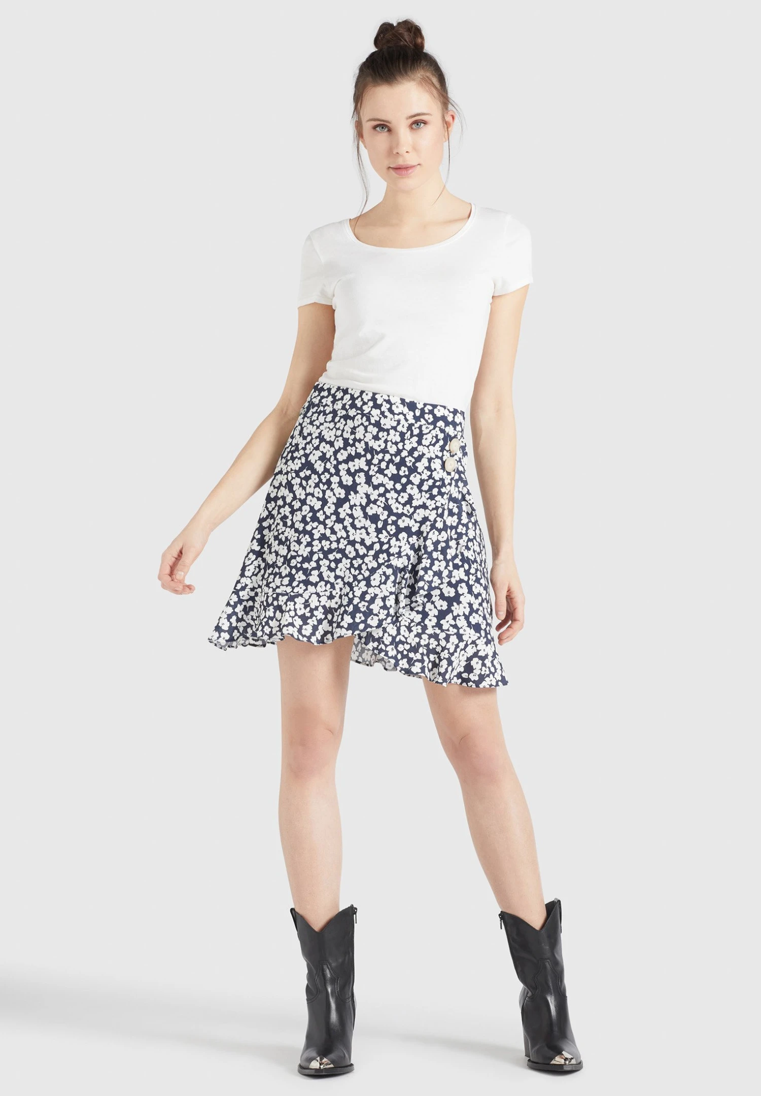 Khujo UNDINE - Spódnica Trapezowa - Dunkelblau-weiß Geblümt 6 Khujo UNDINE - Spódnica Trapezowa - Dunkelblau-weiß Geblümt - obrazek 6