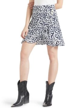 Khujo UNDINE - Spódnica Trapezowa - Dunkelblau-weiß Geblümt