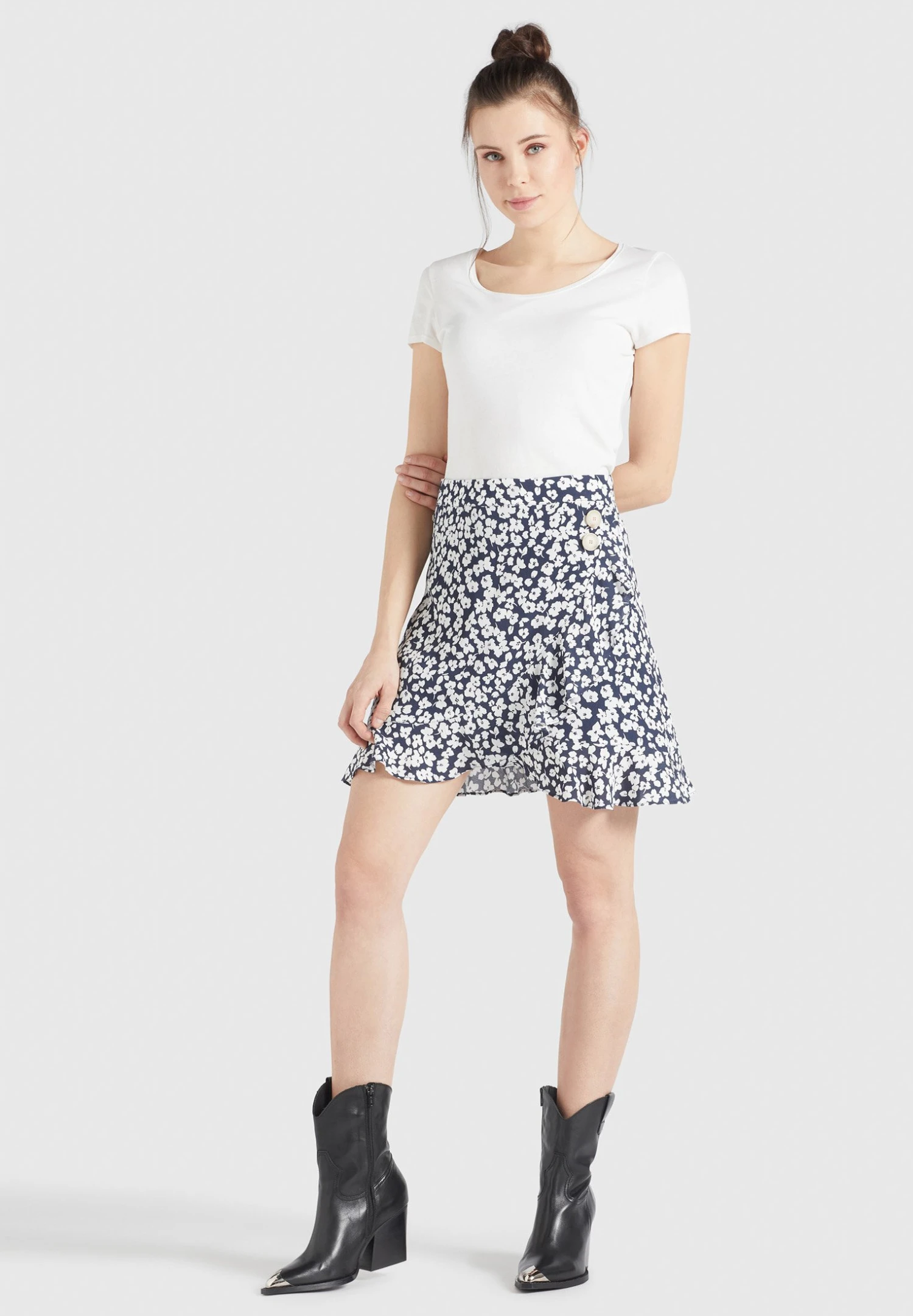 Khujo UNDINE - Spódnica Trapezowa - Dunkelblau-weiß Geblümt 2 Khujo UNDINE - Spódnica Trapezowa - Dunkelblau-weiß Geblümt - obrazek 2