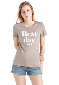 Khujo FRANCESCA BEST - T-shirt Z Nadrukiem - Graubraun