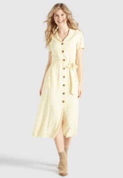 Khujo GOYA - Sukienka Koszulowa - Gelb-weiß Geblümt